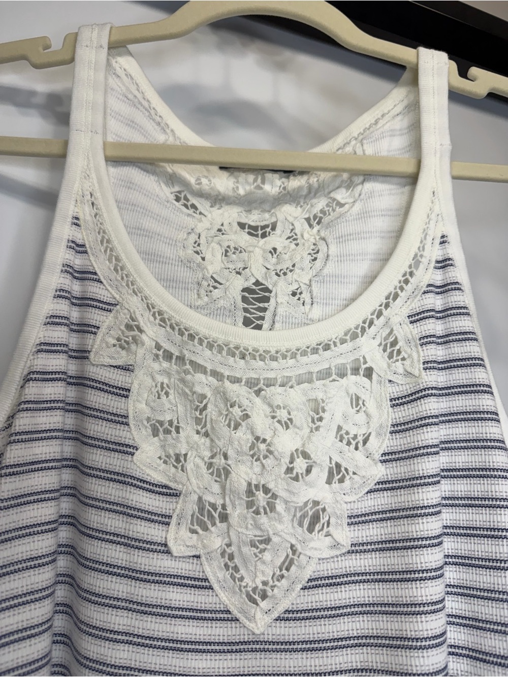 Polo Ralph Lauren White & Blue Striped Crochet Tank Top Women’s Large - Picture 5 of 12